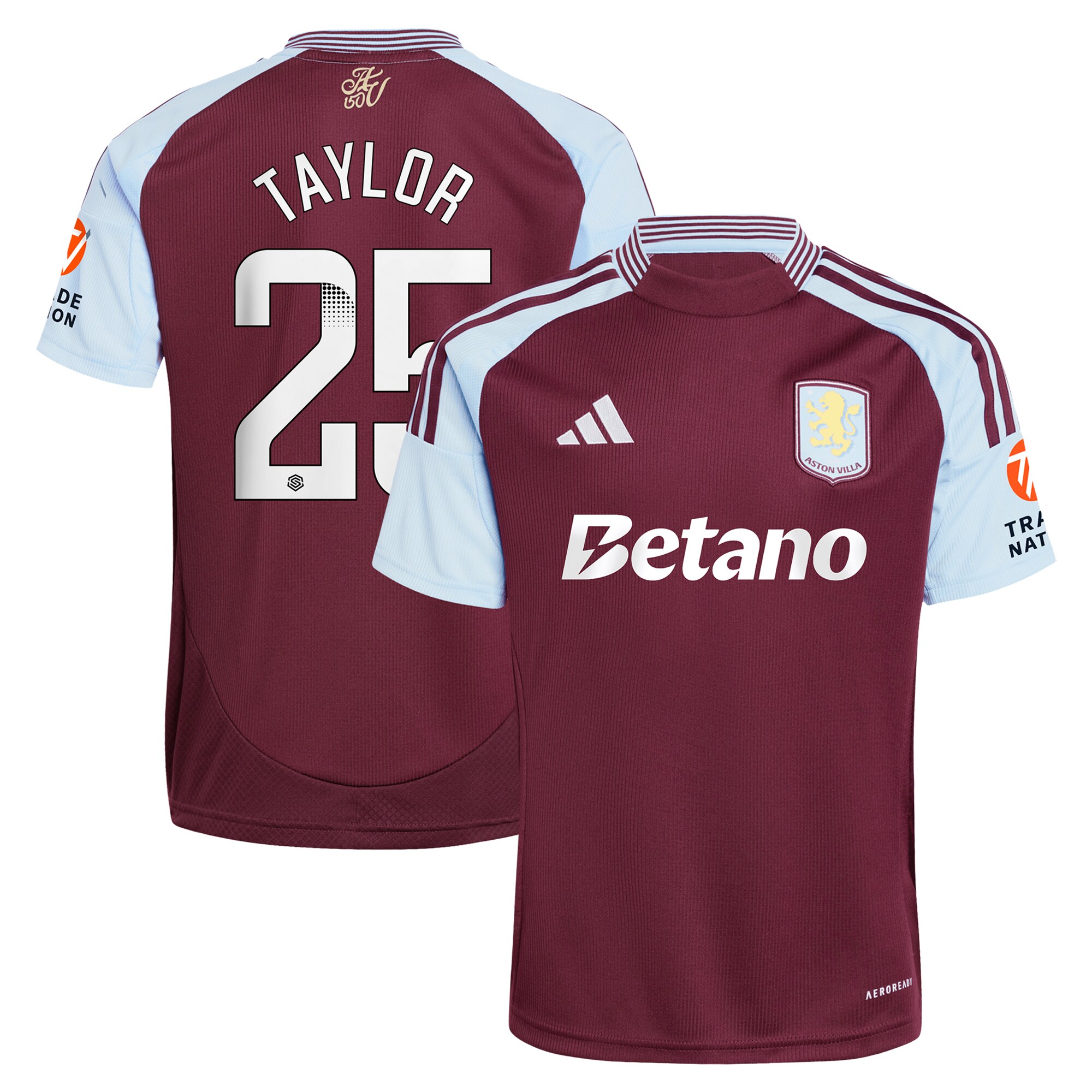 AVFC aston villa wsl adidas home shirt 2024-25 with taylor 25 printing Collection | Official Aston Villa Kits and Apparel