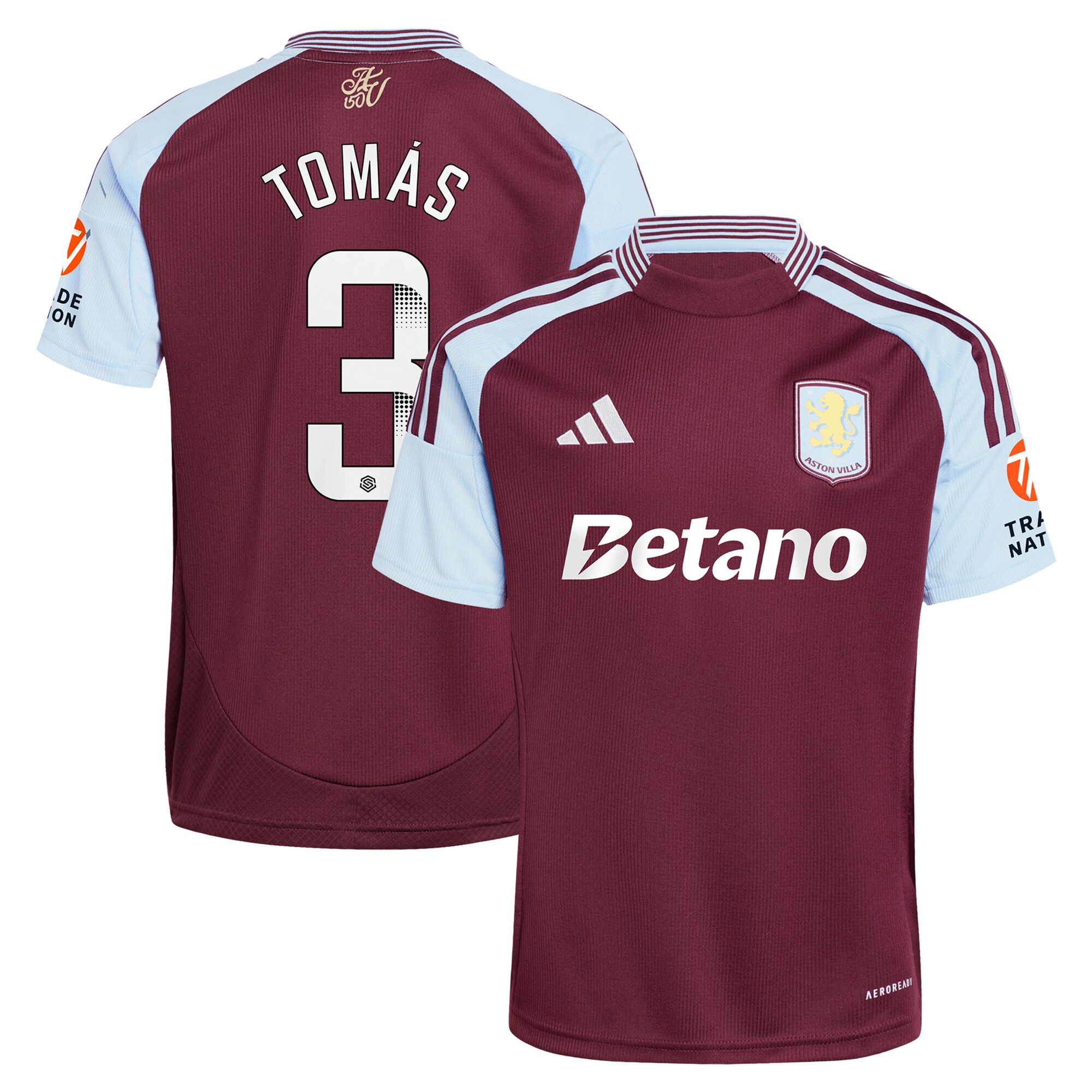 AVFC aston villa wsl adidas home shirt 2024-25 with tomás 3 printing Collection | Official Aston Villa Kits and Apparel