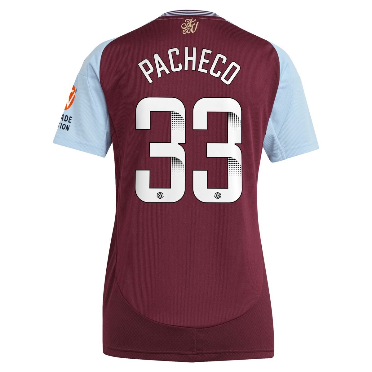 AVFC aston villa wsl adidas home shirt 2024-25 – womens with pacheco 33 printing Collection | Official Aston Villa Kits and Apparel