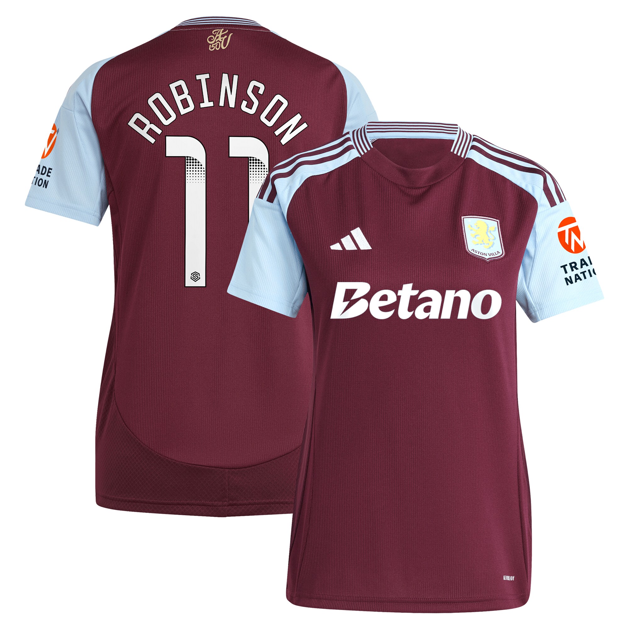 AVFC aston villa wsl adidas home shirt 2024-25 – womens with robinson 11 printing Collection | Official Aston Villa Kits and Apparel