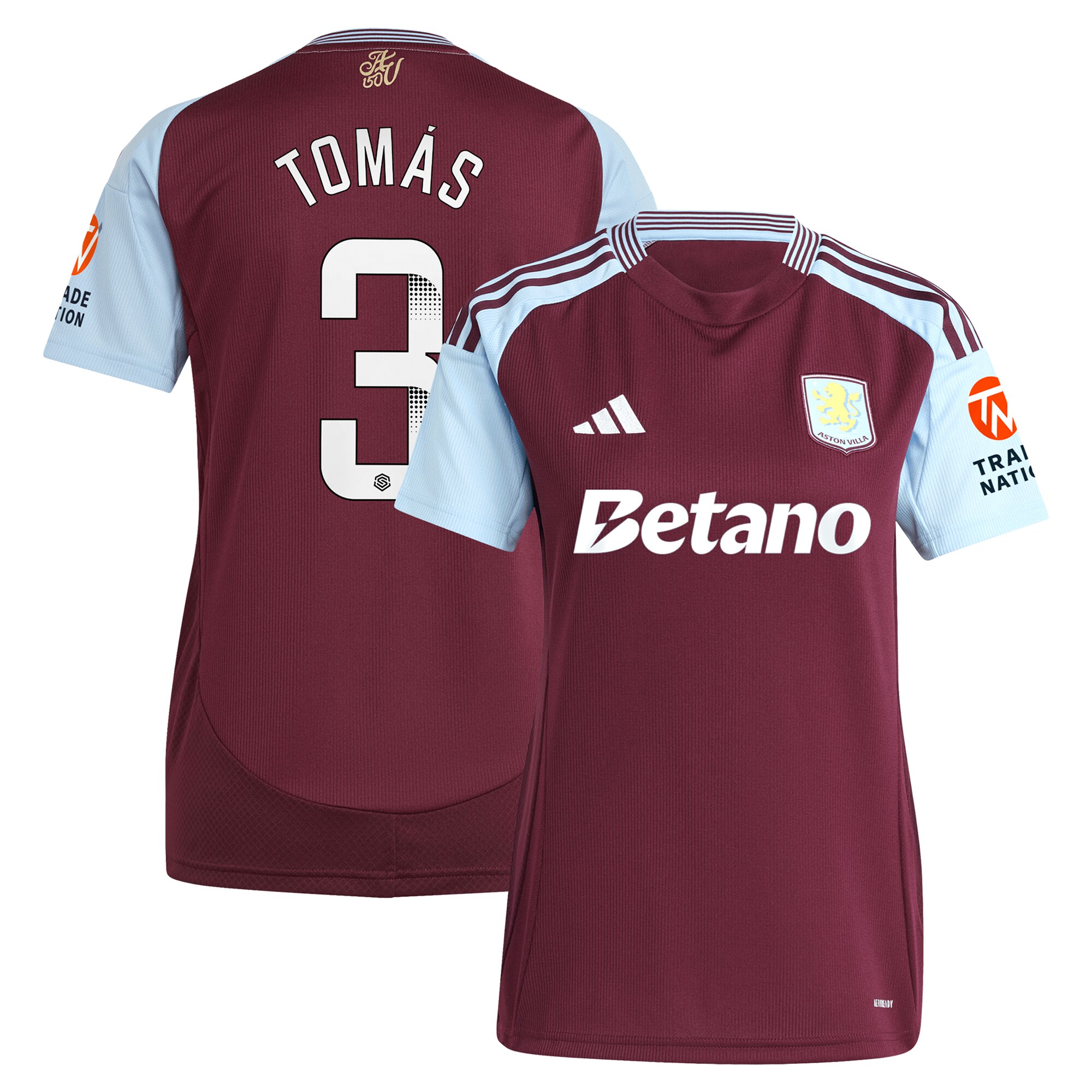 AVFC aston villa wsl adidas home shirt 2024-25 – womens with tomás 3 printing Collection | Official Aston Villa Kits and Apparel