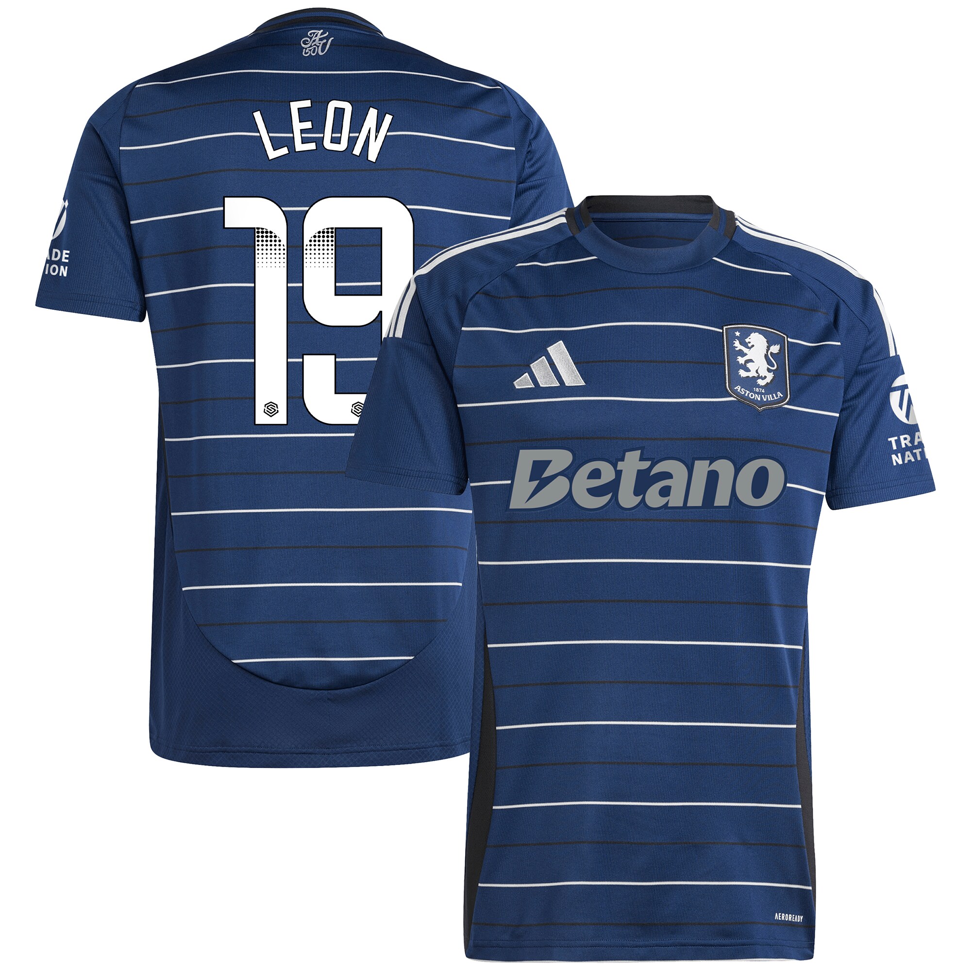 AVFC aston villa wsl adidas third shirt 2024-25 with leon 19 printing Collection | Official Aston Villa Kits and Apparel