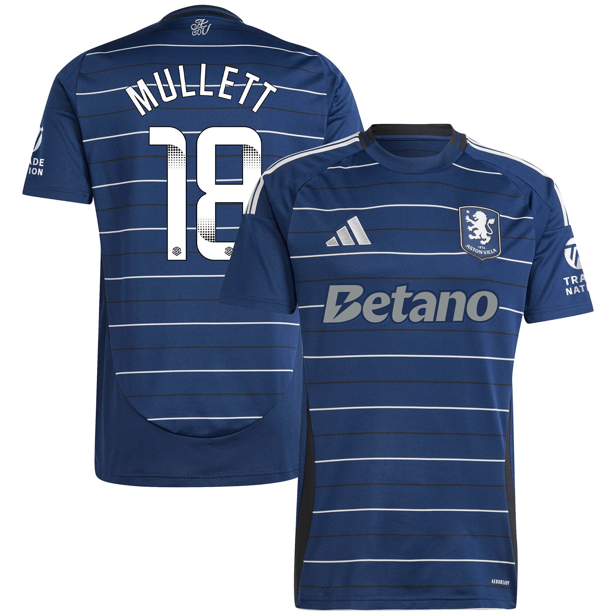 AVFC aston villa wsl adidas third shirt 2024-25 with mullett 18 printing Collection | Official Aston Villa Kits and Apparel