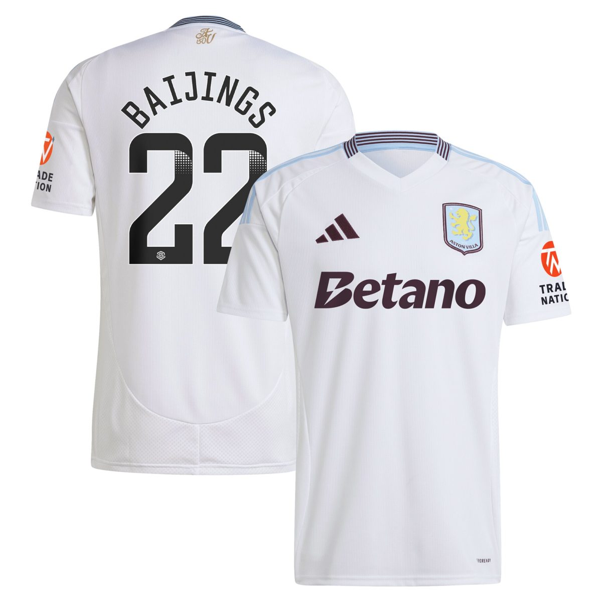 AVFC aston villa wsl away shirt 2024-25 with baijings 22 printing Collection | Official Aston Villa Kits and Apparel