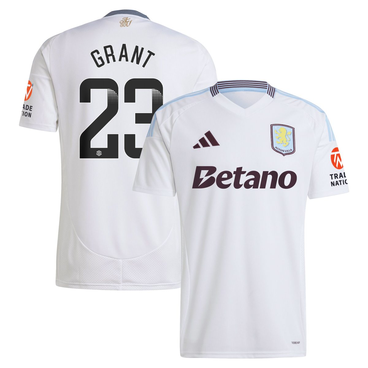 AVFC aston villa wsl away shirt 2024-25 with grant 23 printing Collection | Official Aston Villa Kits and Apparel