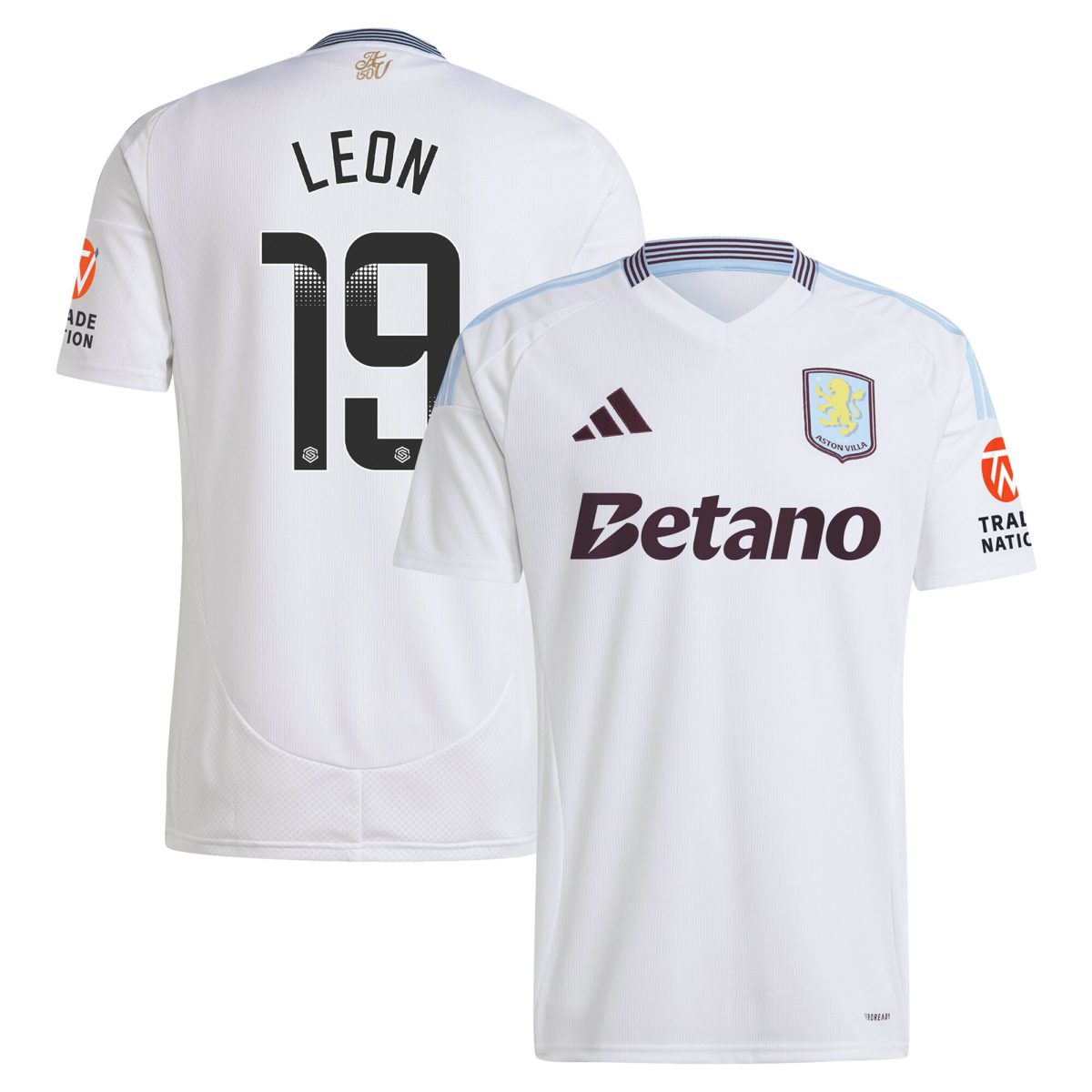 AVFC aston villa wsl away shirt 2024-25 with leon 19 printing Collection | Official Aston Villa Kits and Apparel